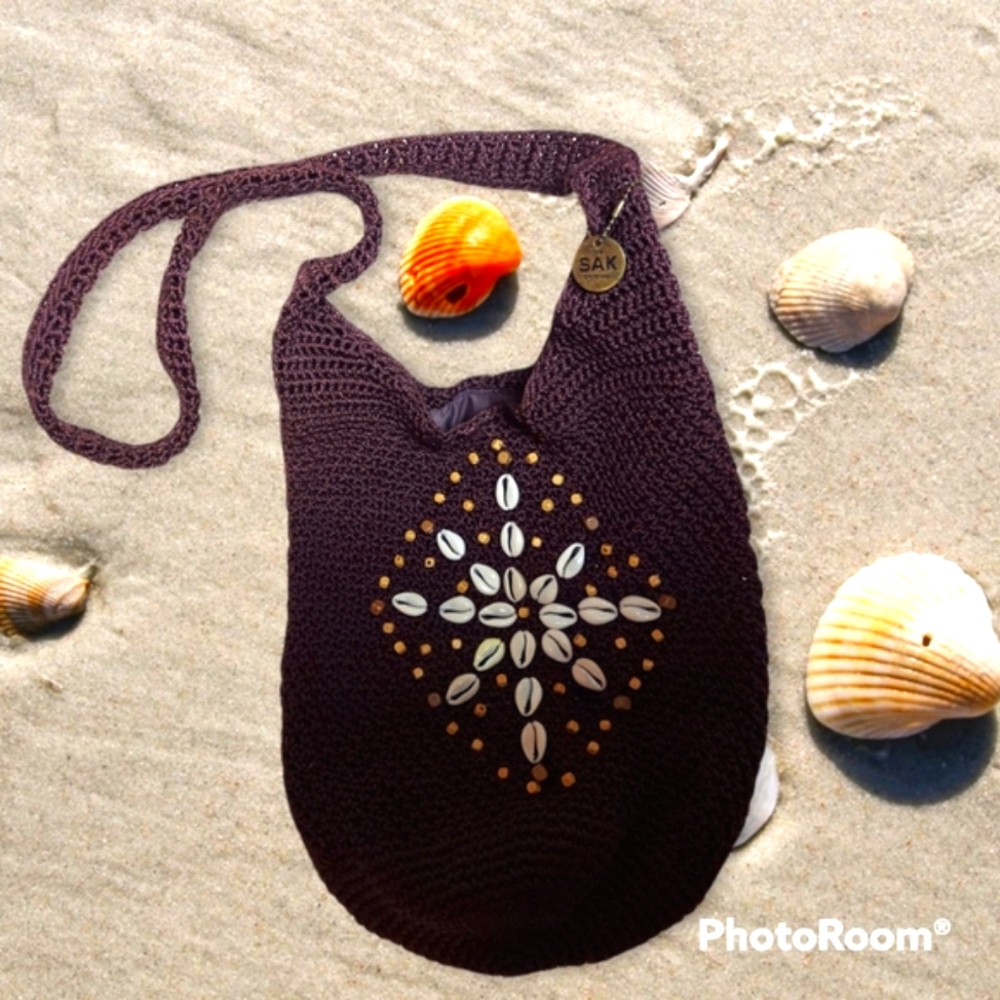 The Sak Original Brand Brown Crochet Shoulder Bag. 👜
